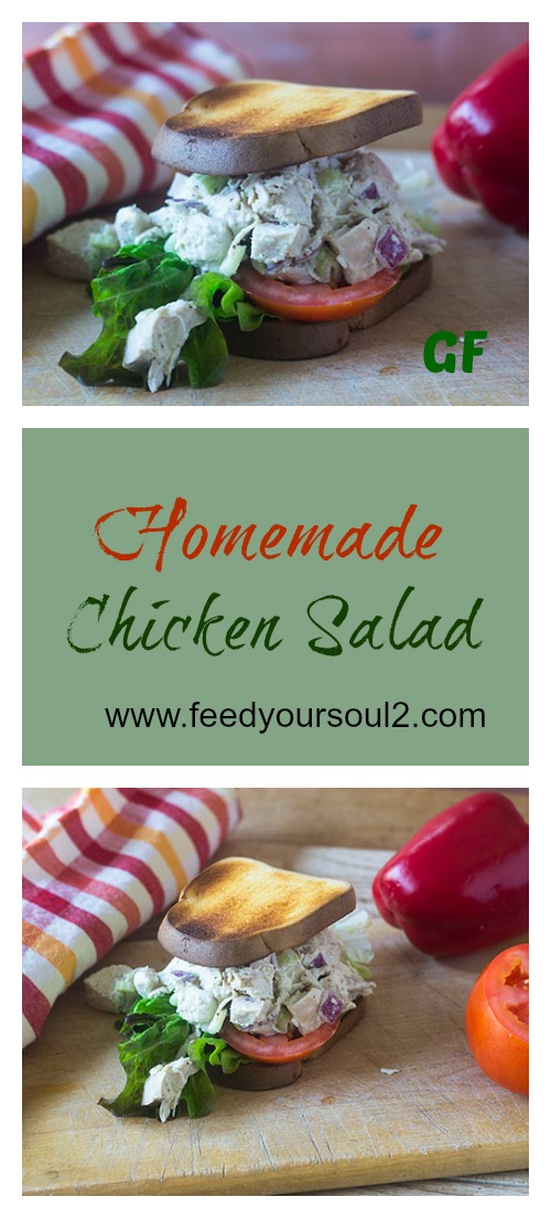 Homemade Chicken Salad from Feed Your Soul Too Homemade Chicken Salad #sandwich #chicken #glutenfree | feedyoursoul2.com