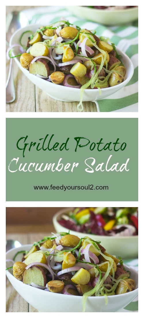 Grilled Potato Cucumber Salad #salad #grilling #glutenfree | feedyoursoul2.com