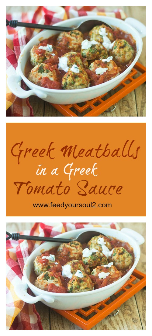 Greek Meatballs in a Greek Tomato Sauce #glutenfree #meatball #Greek | feedyoursoul2.com