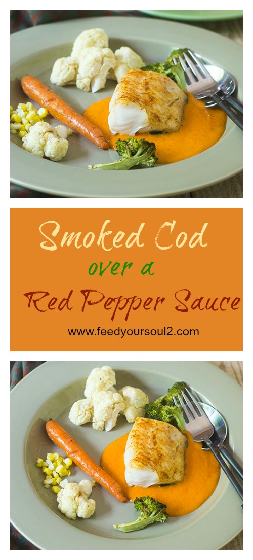 Smoked Cod over a Red Pepper Sauce from Feed Your Soul Too Smoked Cod over a Red Pepper Sauce #glutenfree #seafood #smoked | feedyoursoul2.com