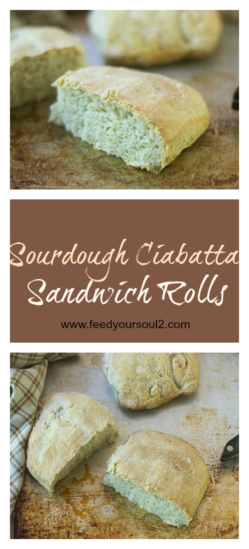 Sourdough Ciabatta Sandwich Rolls #bread #sourdough #rolls | feedyoursoul2.com