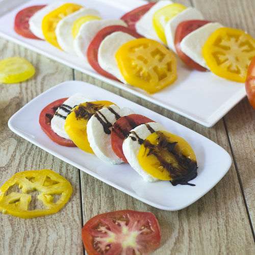 Tomato Mozzarella with Balsamic Reduction from Feed Your Soul Too