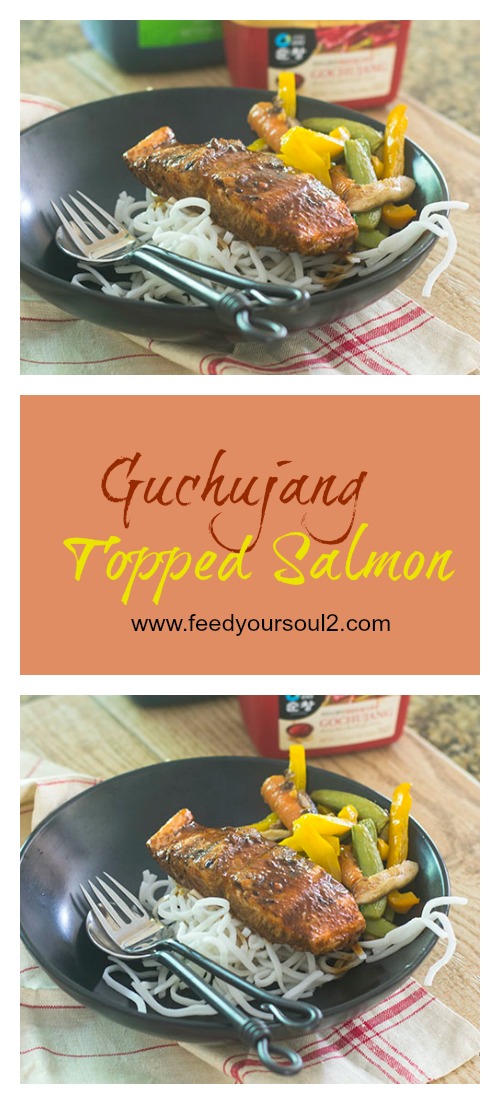 Guchujang Topped Salmon from Feed Your Soul Too Guchujang Topped Salmon #glutenfree #seafood #guchujang | feedyoursoul2.com