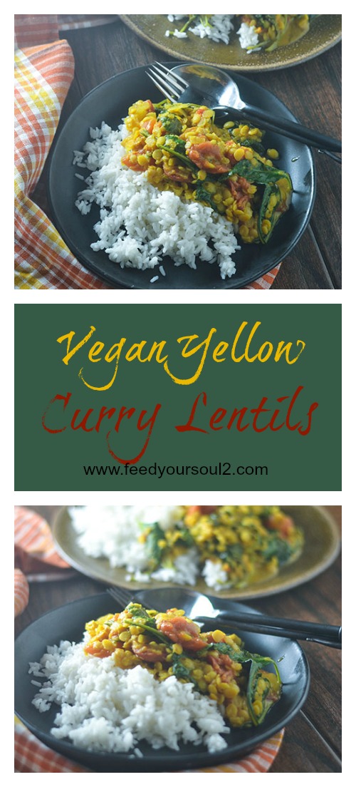 Vegan Yellow Curry Lentils #Curry #glutenfree #Indianfood #lentils | feedyoursoul2.com