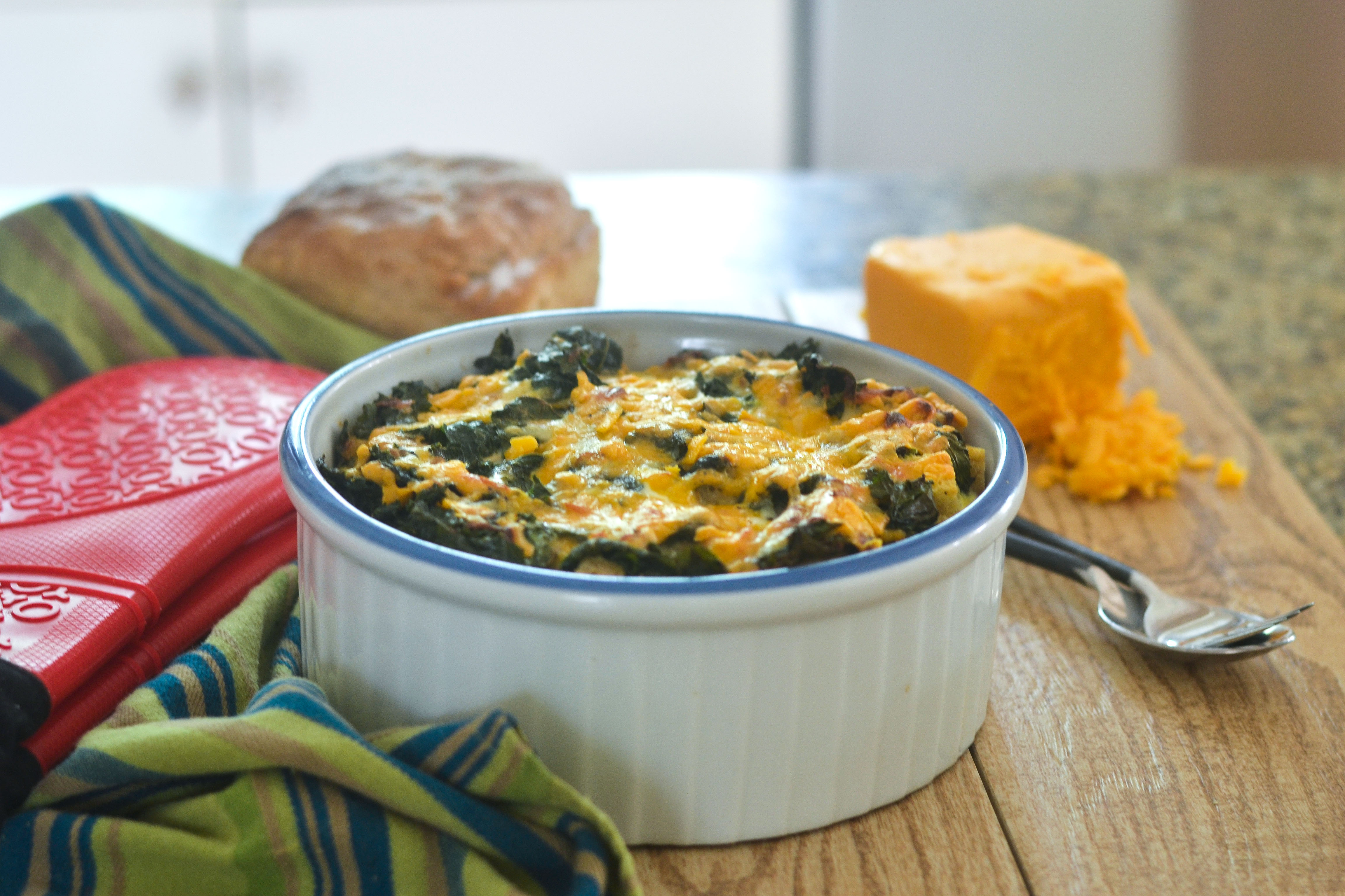 Gluten Free Kale & Cheddar Cheese Strata Feed Your Soul Too