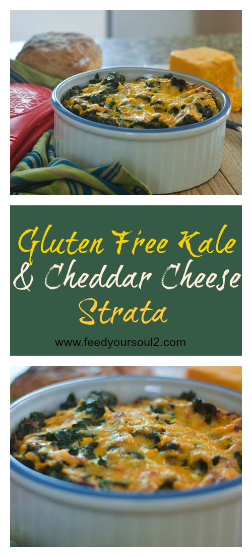 Gluten Free Kale & Cheddar Cheese Strata from Feed Your Soul Too Gluten Free Kale & Cheddar Cheese Strata #brunch #breakfast #eggs #glutenfree | feedyoursoul2.com