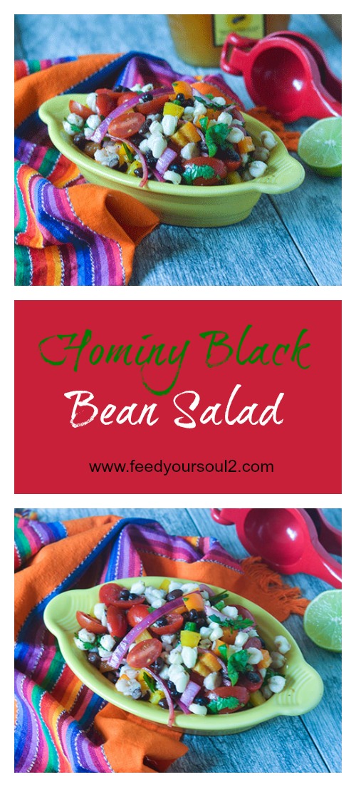 Hominy Black Bean Salad #saladecipes #hominy #Mexicanrecipes #glutenfree | feedyoursoul2.com
