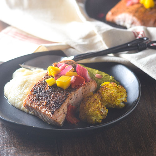 Mango Salsa Topped Salmon from Feed Your Soul Too