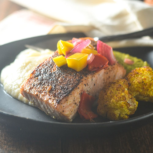Mango Salsa Topped Salmon from Feed Your Soul Too