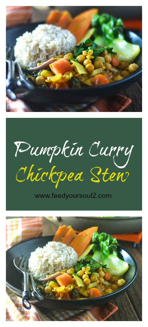 Pumpkin Curry Chickpea Stew from Feed Your Soul Too Pumpkin Curry Chickpea Stew #vegan #stew #curry #glutenfree | feedyoursoul2.com