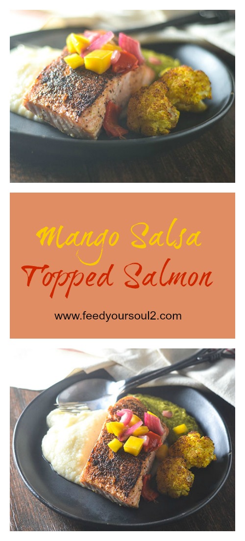 Mango Salsa Topped Salmon #seafood #mangoes #salsa #glutenfree | feedyoursoul2.com