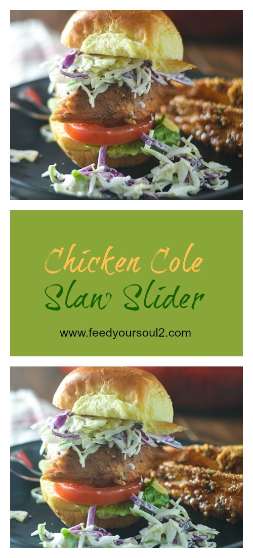Chicken Cole Slaw Sliders #sliders #chicken #coleslaw | feedyoursoul2.com