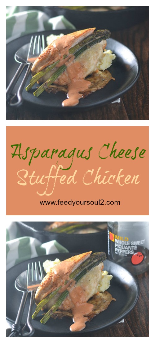 Asparagus Cheese Stuffed Chicken #chicken #cheese #piquante | feedyoursoul2.com