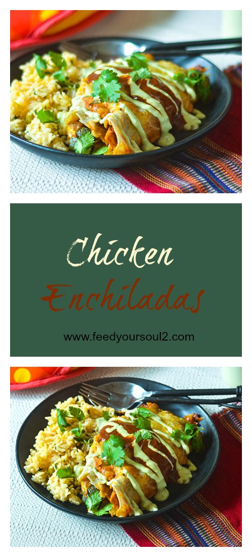 Pressure Cooker Chicken Enchiladas from Feed Your Soul Too Pressure Cooker Chicken Enchiladas l #glutenfree #chicken #Mexicanfood #weeknightmeal | feedyoursoul2.com