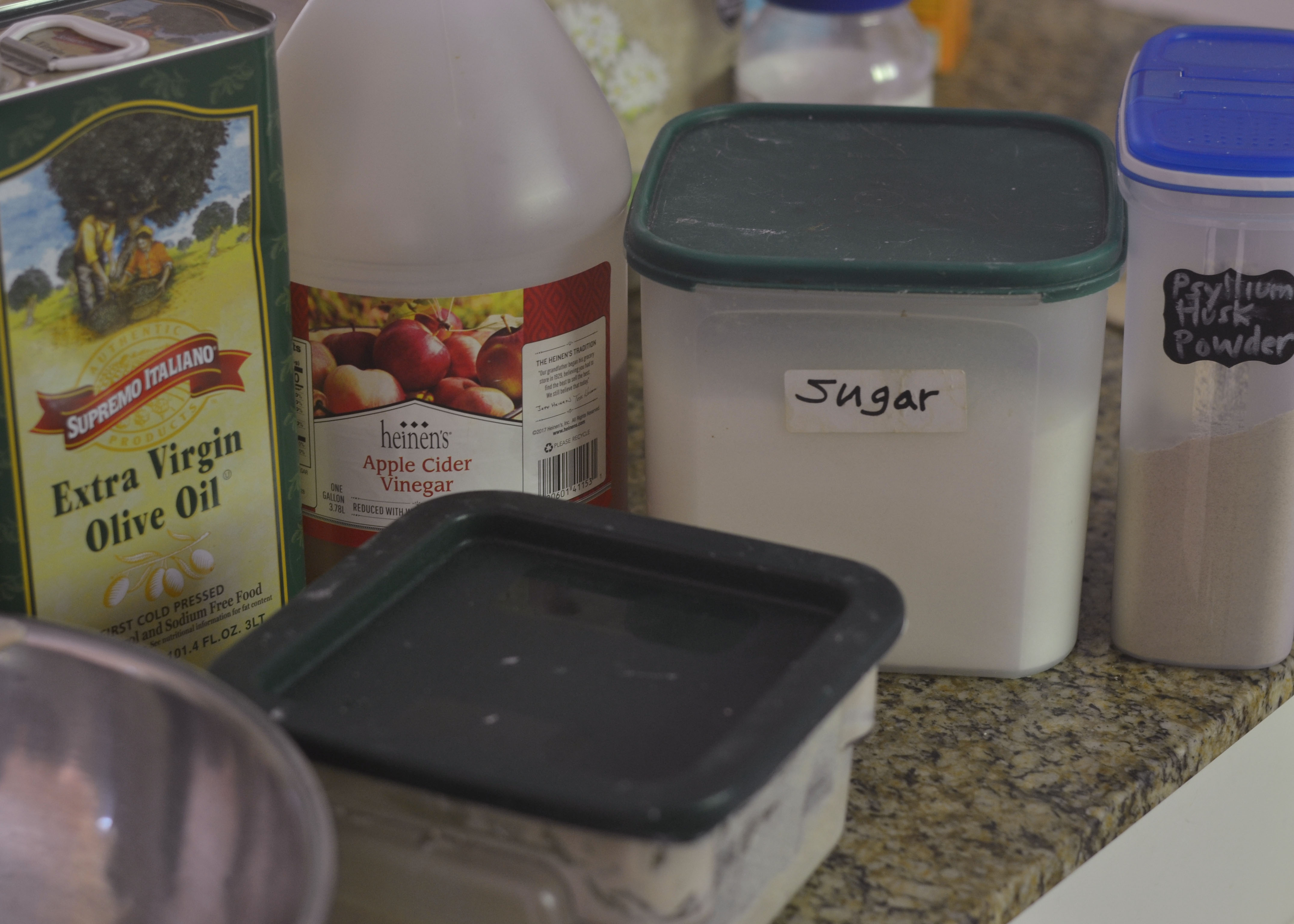 Ingredients for gluten-free sourdough honey bread