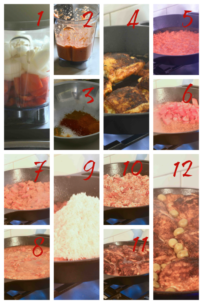 Building the chicken and rice