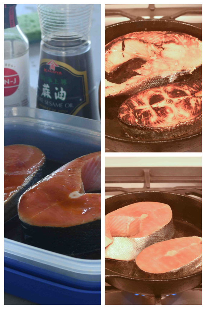 Asian Salmon Steaks #seafood #glutenfree #Asianfood #thirtyminutemeal | feedyoursoul2.com