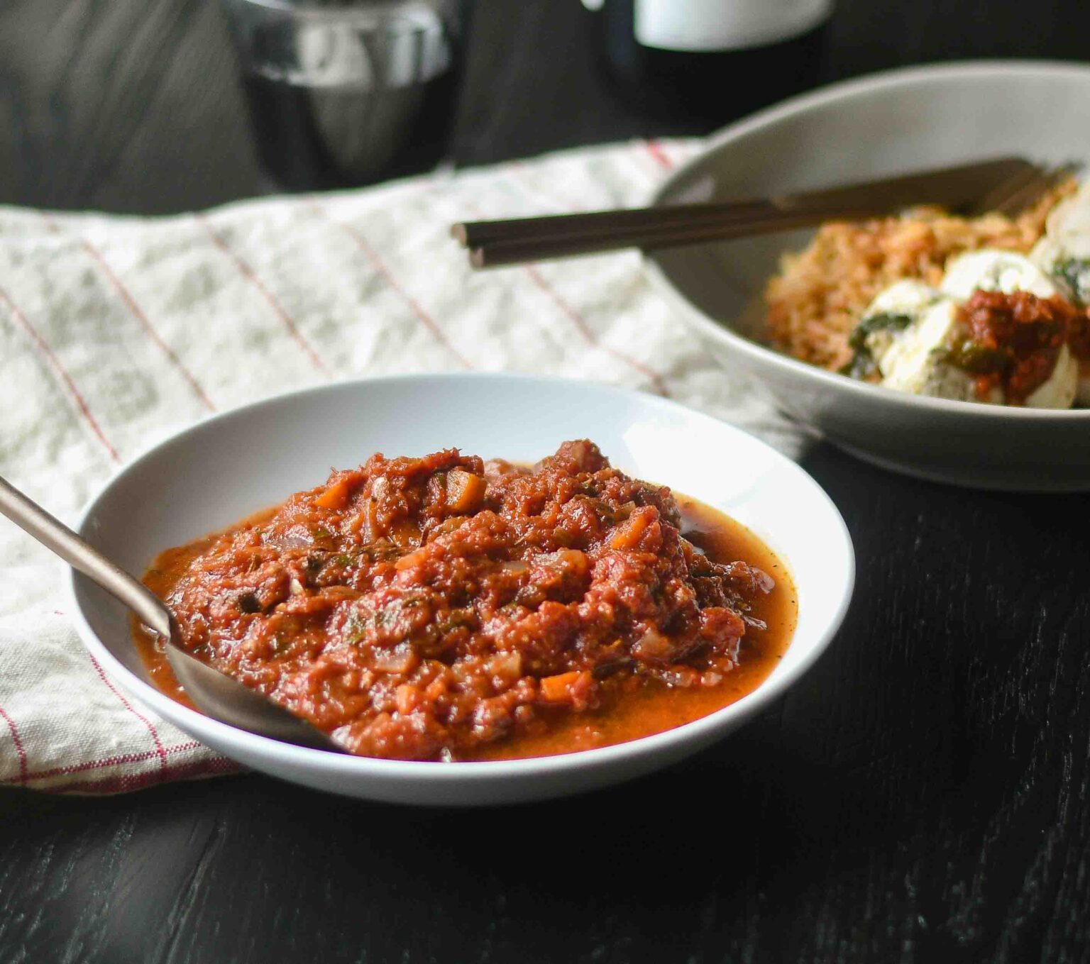 Homemade Greek Tomato Sauce for Chicken Roulade stuffed with Feta