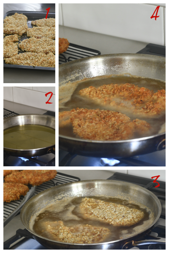 Cooking the chicken milanese