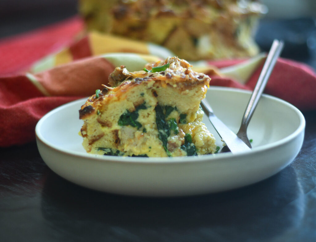 Gluten-Free Sausage Spinach Strata Glutenfree | Brunch | Bread | Eggs