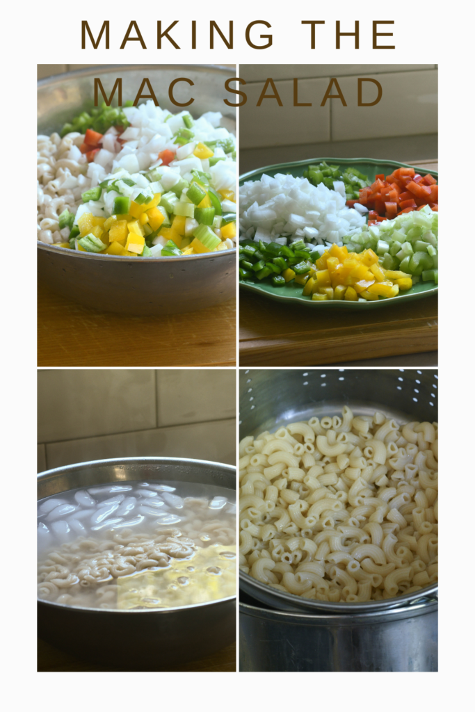 Putting the macaroni salad together
