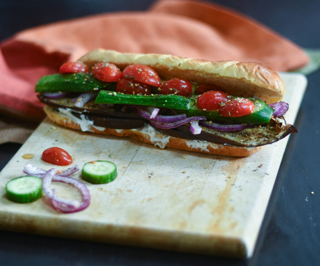 Healthy Mediterranean Veggie Sandwich with Ricotta Spread