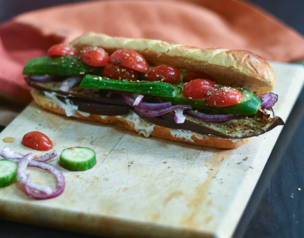 Healthy Mediterranean Veggie Sandwich with Ricotta Spread