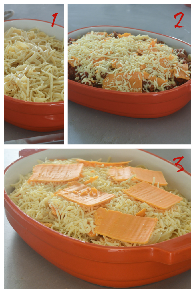 Assembling in the casserole dish