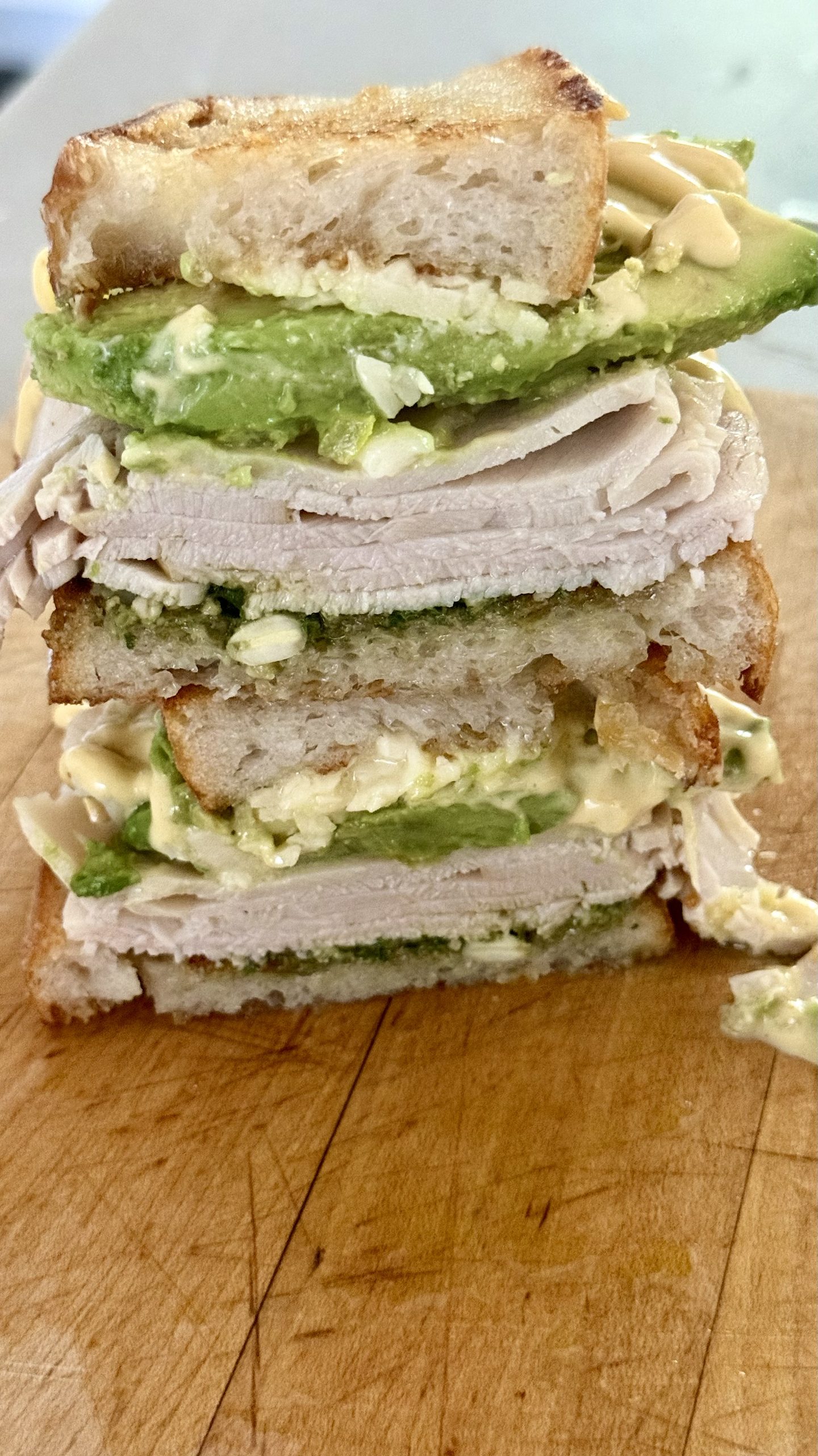 Leftover Turkey Pesto Melt on Sourdough