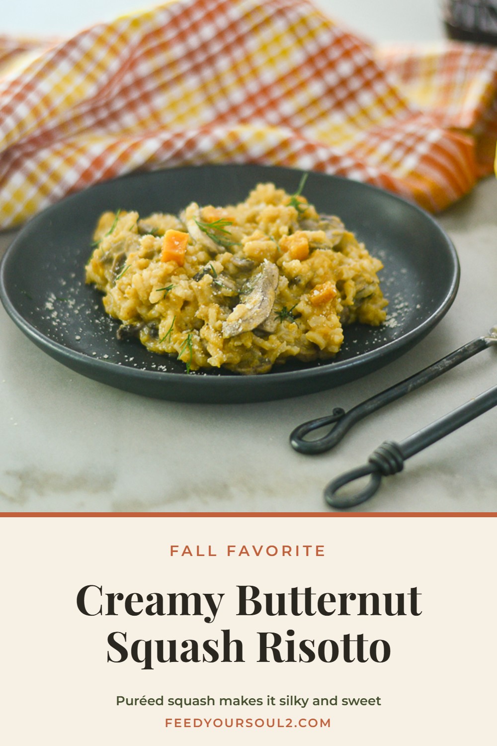 Creamy Butternut Squash Risotto - Puréed squash makes it silky and sweet