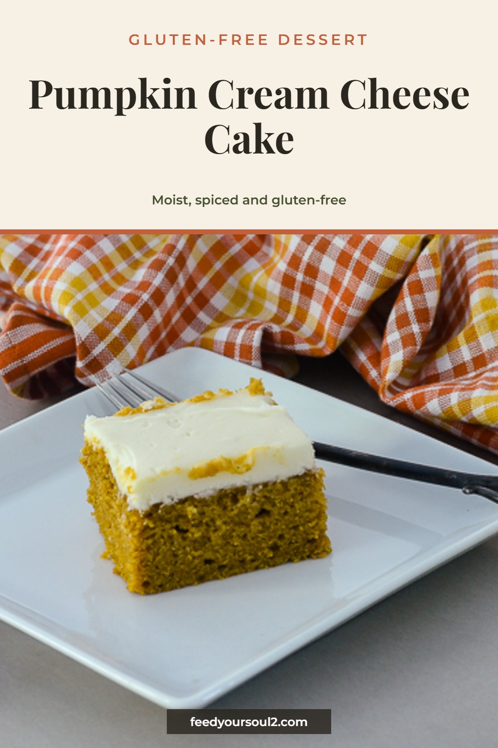 Pumpkin Cream Cheese Cake - Moist, spiced and gluten-free